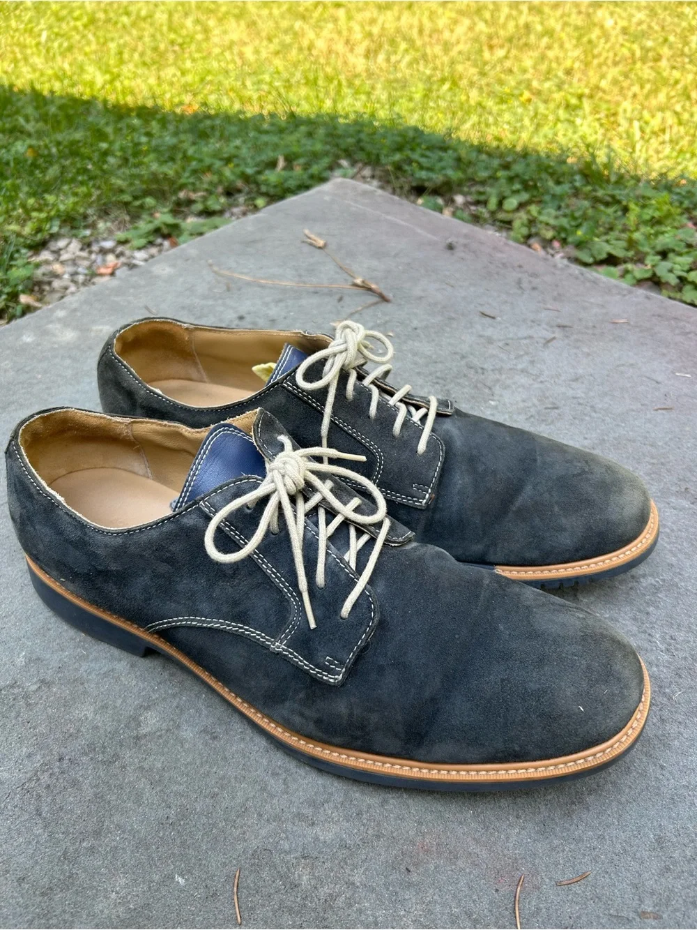 Cole Haan Men's Size 12 Suede Derby Shoes in Dark Blue